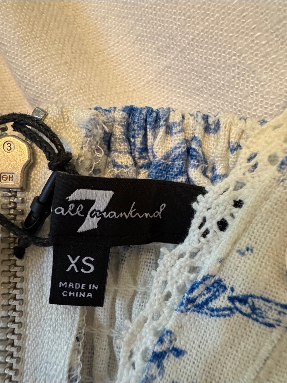 7 For All Mankind Blue and White Toile linen blend NWT Mini Dress XS - Picture 7 of 10